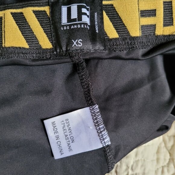 LF Los Angeles 2 piece crop top legging stretchy black and yellow suit -XS - Picture 7 of 7